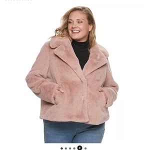 Plus Size Evri Faux Fur Coat in Pink